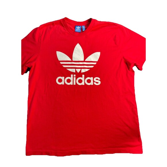 Adidas Trefoil Logo T-shirt Men’s Extra Large Red Retro Graphic Tee Streetwear - Picture 1 of 15